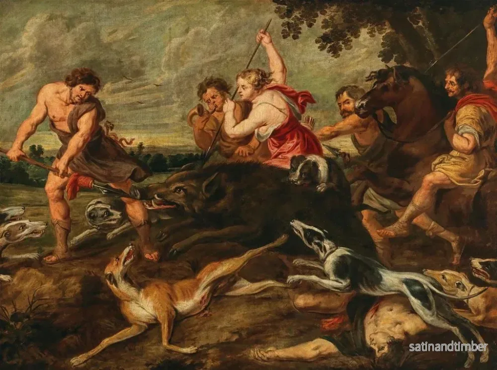 Reproduktion av målningen Méléagre och Atalante jagar vildsvinet i Calydon - Peter Paul Rubens skola - Bild 2