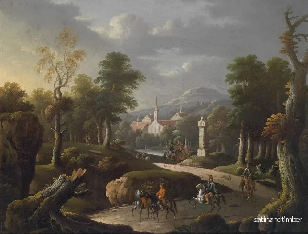 Reproduktion av målningen landskapsbild med berg och resenärer - Johann Georg von Bemmel - Bild 2