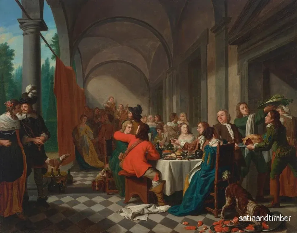 Reproduktion av målningen En elegant middag i en arcade - Jan Josef Horemans den äldre - Bild 2