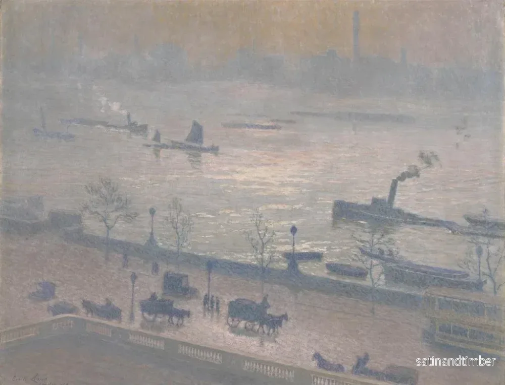 Reproduktion av målningen Reflektionen av morgonljuset över Themsen i London - Émile Claus - Bild 2