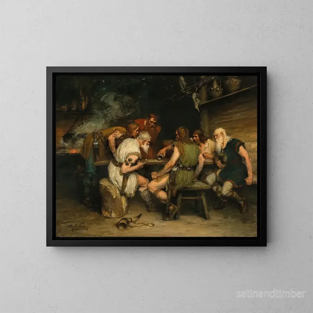 Reproduktion av målningen Ett tärningsspel - Ferdinand Leeke
