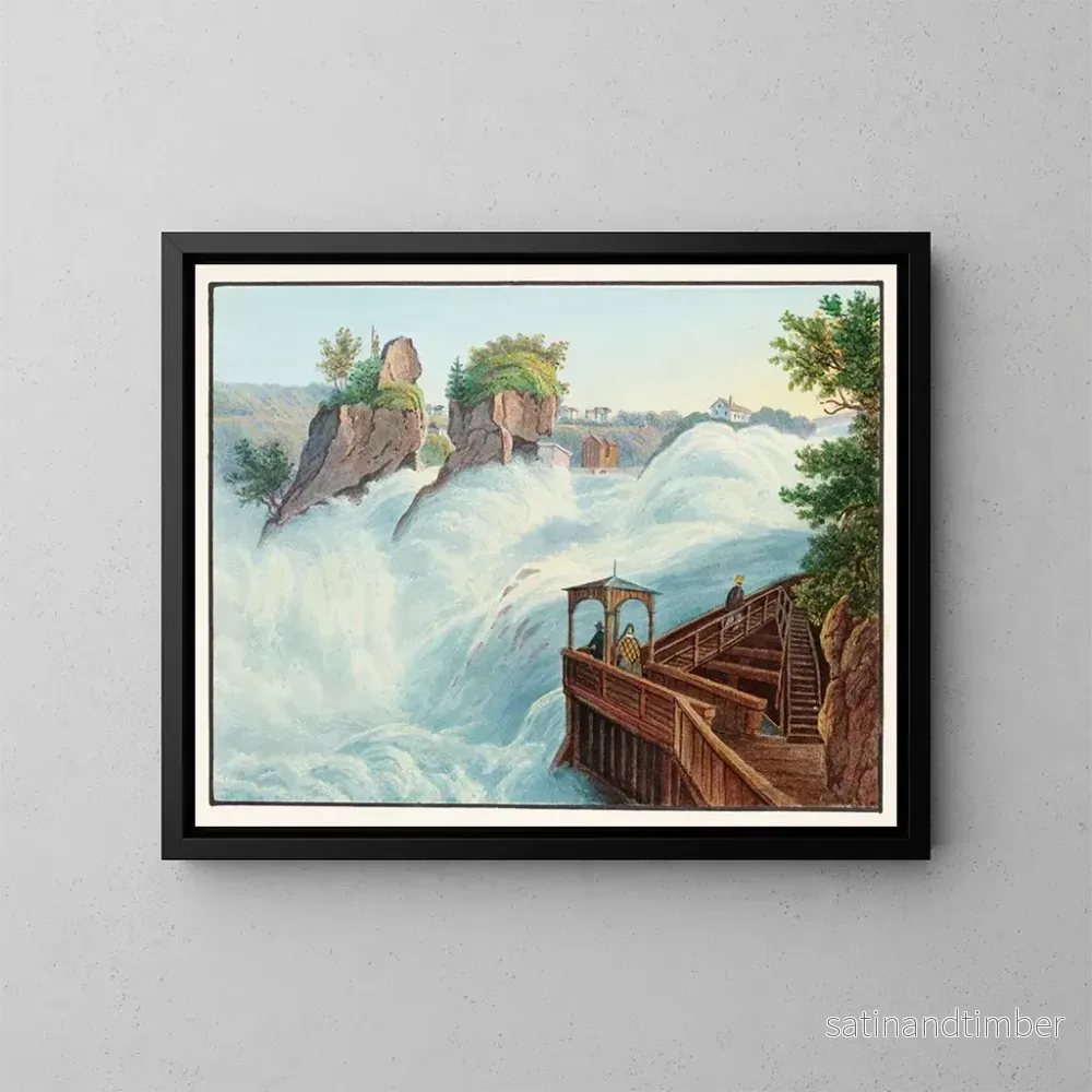 Reproduktion av målningen Vue de la chute du Rhin prise de Fichetz - Johann Ludwig Bleuler