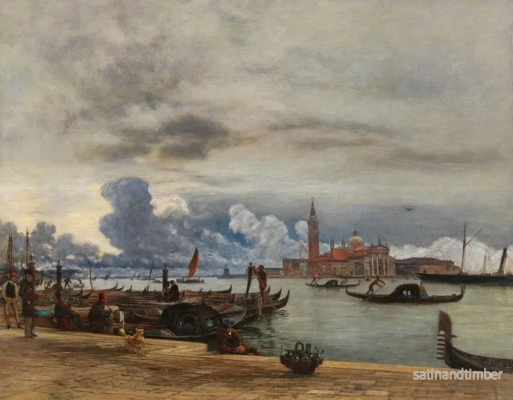 Reproduktion av målningen Vy över San Giorgio Maggiore från Mole i Venedig - Rudolf von Alt - Bild 2