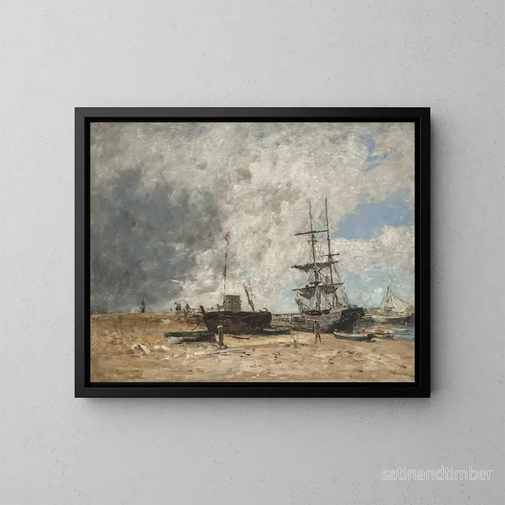 Reproduktion av målningen Le rivage de Trouville, marée basse - Eugène Boudin