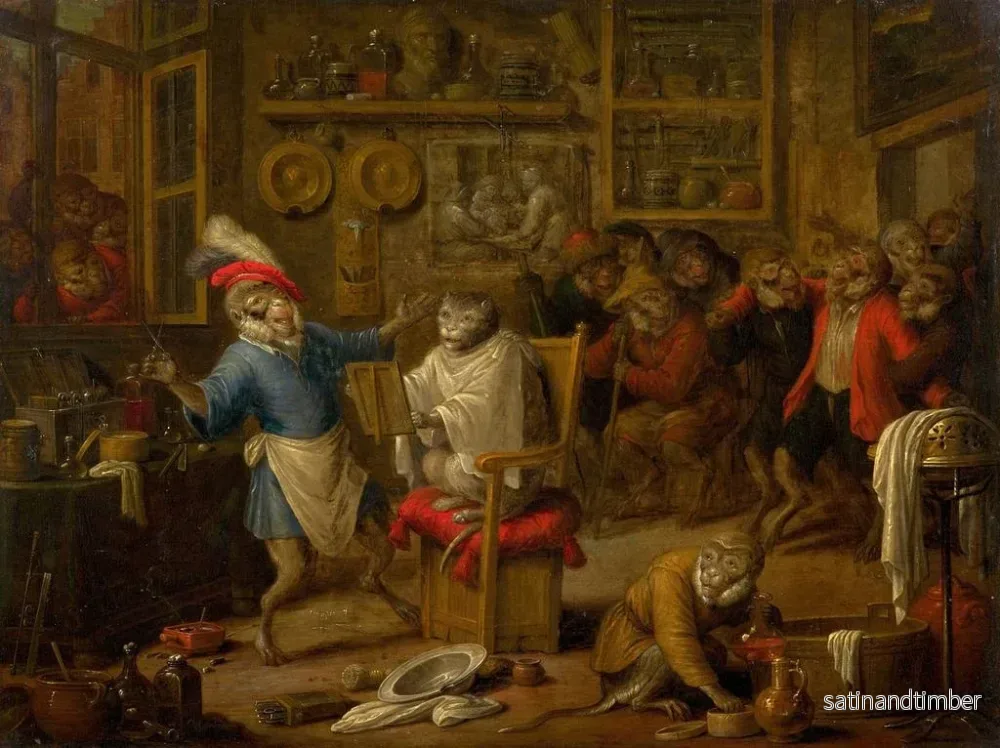 Reproduktion av målningen L'atelier des coiffeurs de singes - Nicolaes van Veerendael - Bild 2