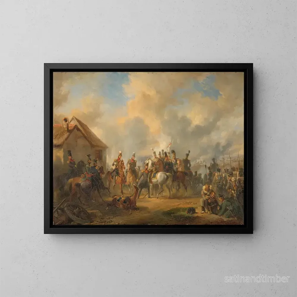 Reproduktion av målningen La bataille de Bautersem pendant la campagne des Dix Jours - Nicolaas Pieneman