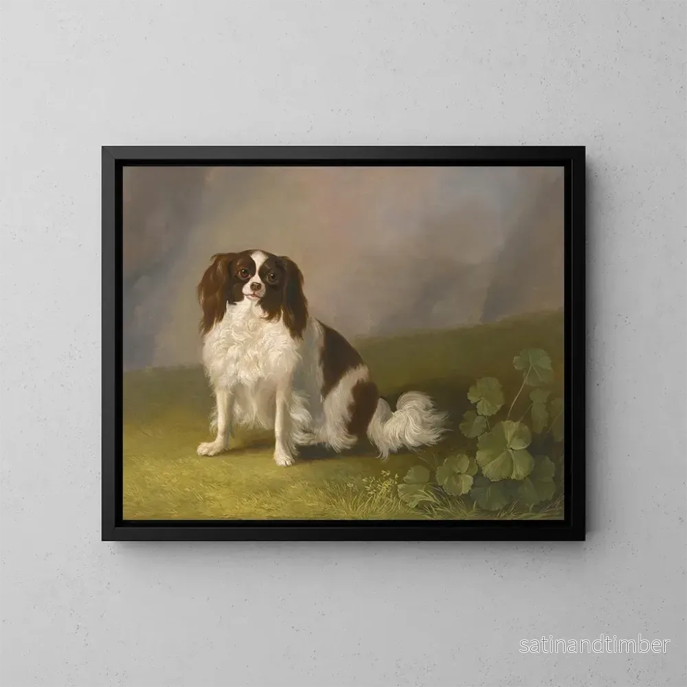 Reproduktion av målningen Porträtt av en King Charles spaniel i ett landskap - Jakob Philipp Hackert