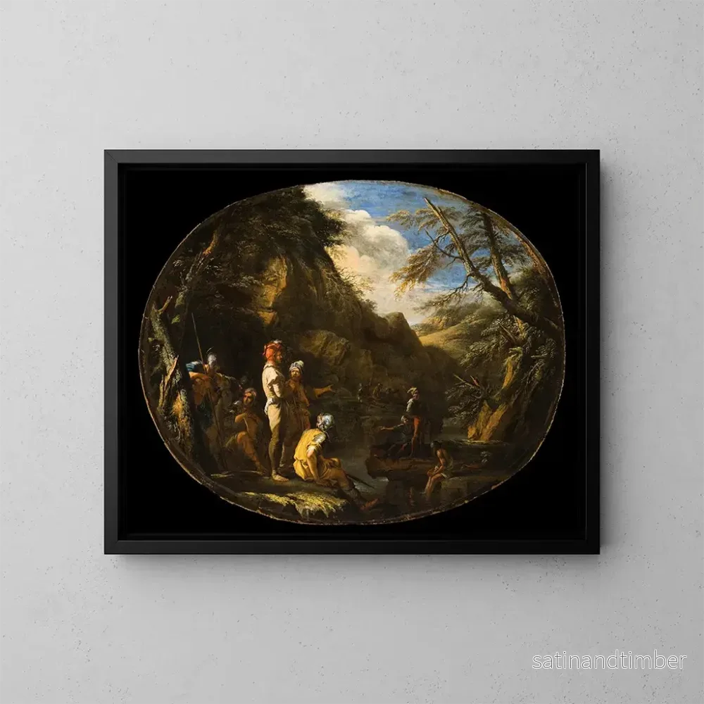 Reproduktion av målningen Landskap med beväpnade män - Salvator Rosa