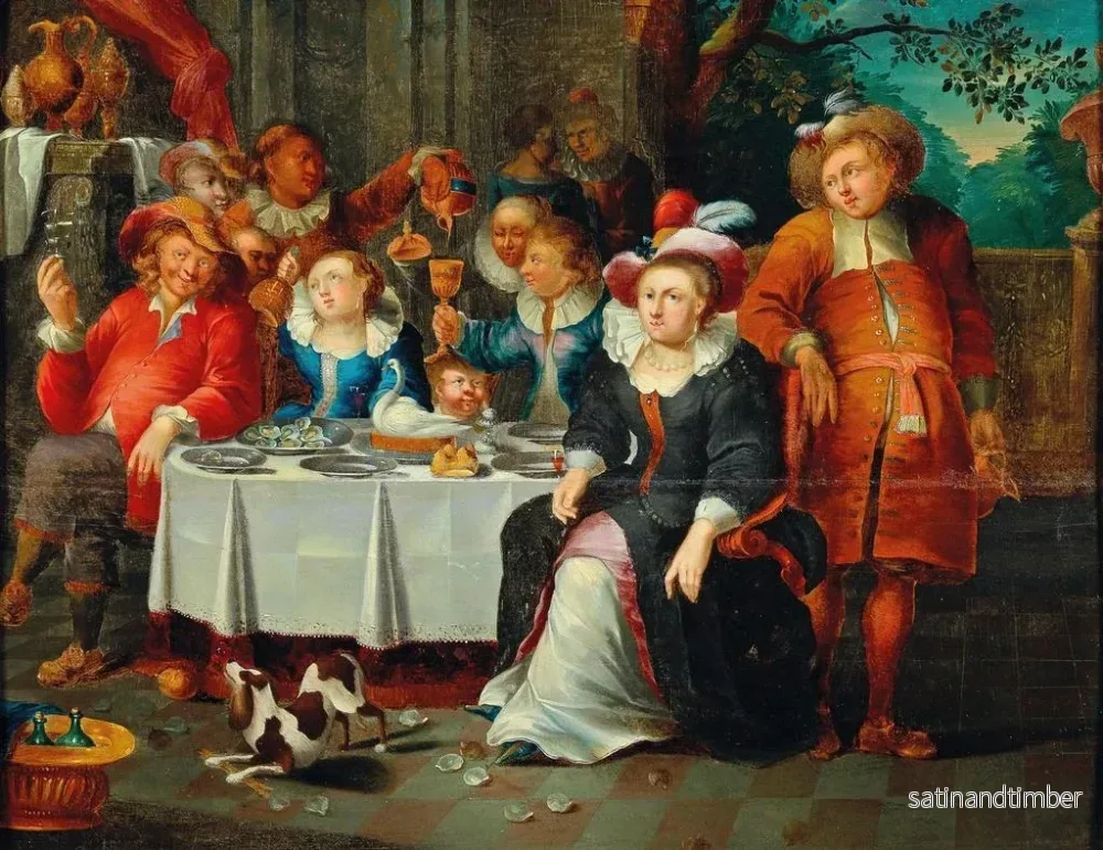 Reproduktion av målningen En elegant sällskap vid bordet - Frans Xaver Hendrick Verbeeck - Bild 2