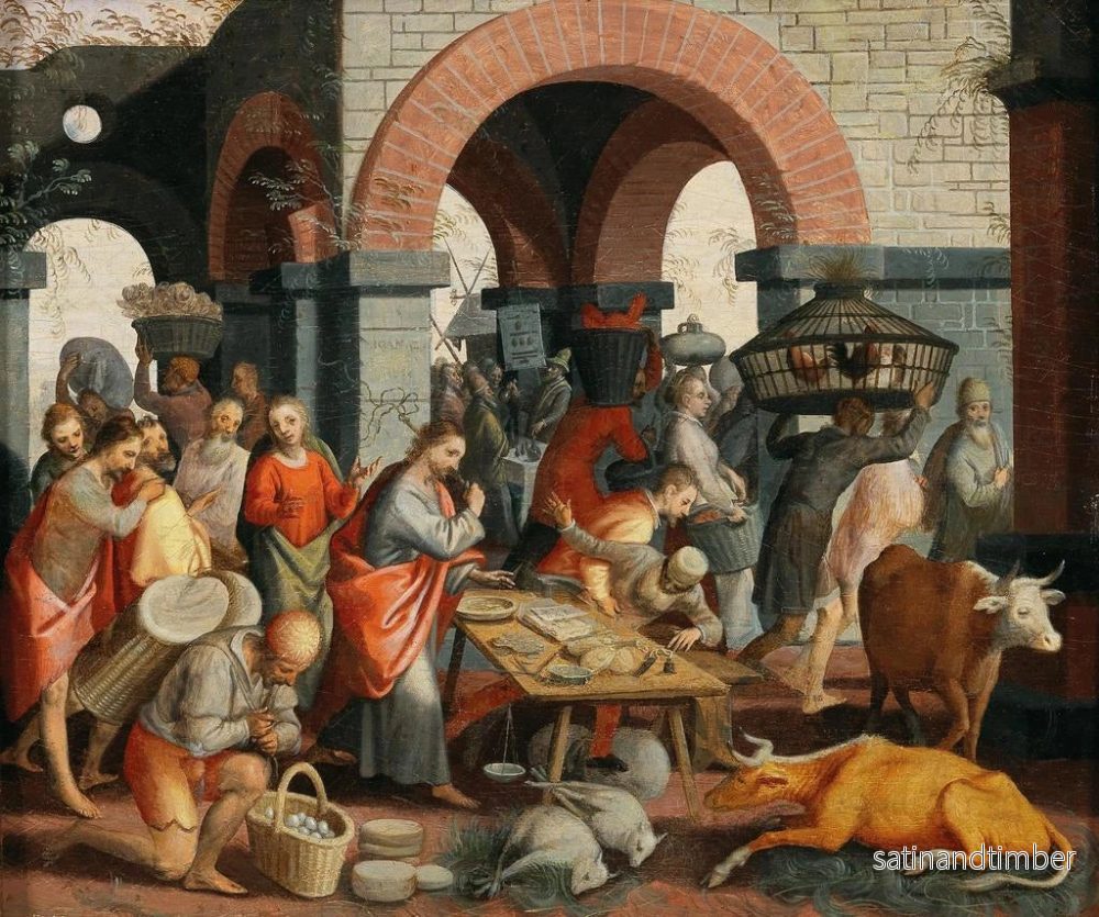 Reproduktion av målningen Le Christ jagar ut handlarna ur templet - Pieter Aertsen - Bild 2