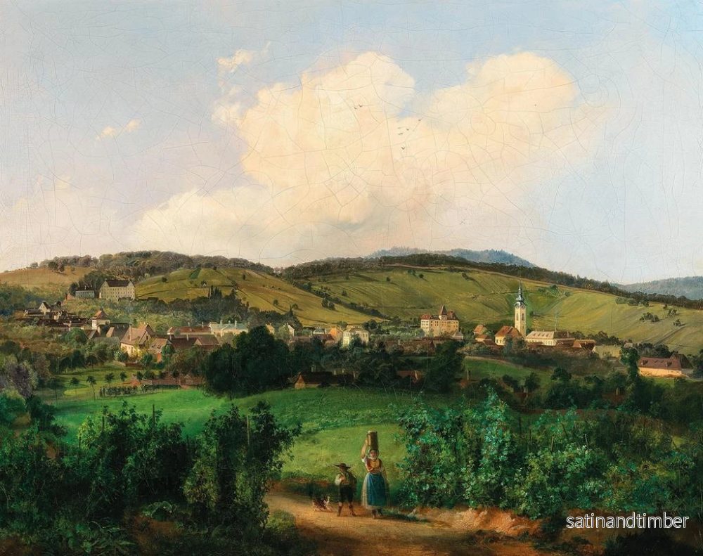 Reproduktion av målningen Vienne, vy över kyrkan och kasernerna i Mauer från Lange Gasse - Carl Franz Michael Geyling - Bild 2