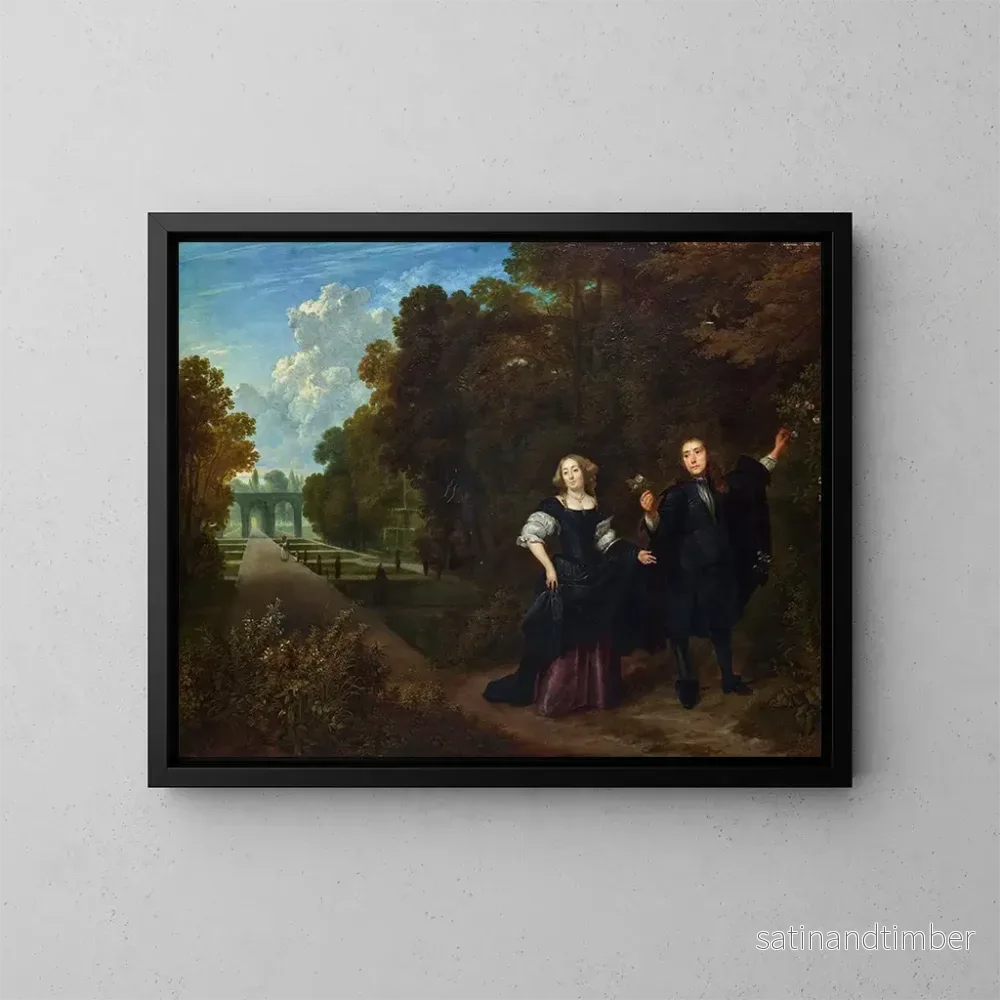 Reproduktion av målningen La Promenade - Gonzales Coques
