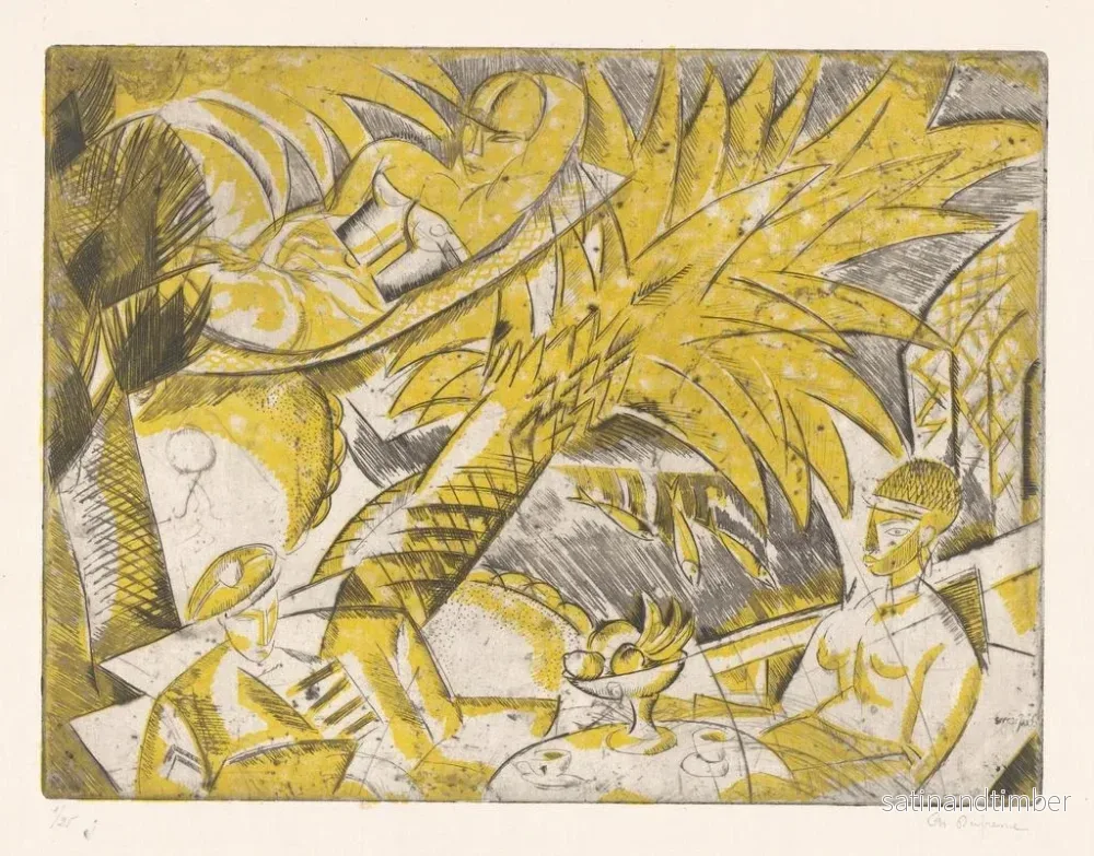 Reproduktion av målningen av figurer som badar i solen under en palm - Charles Dufresne - Bild 2