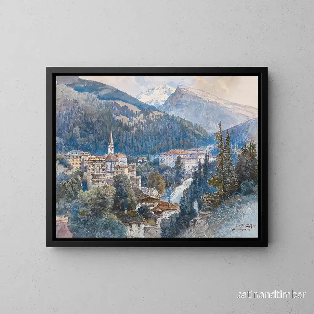 Reproduktion av målningen Vue de Bad Gastein et de la cascade - Fritz Lach