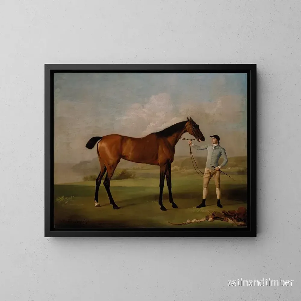 Reproduktion av målningen Molly Longlegs med sin jockey - George Stubbs