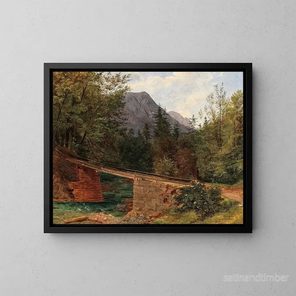 Reproduktion av målningen Le pont près du moulin de Rettenbach à Bad Ischl - Josef Feid
