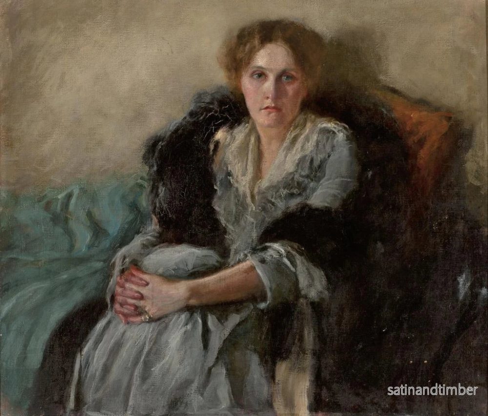 Reproduktion av målningen Porträtt av konstnärens hustru Leta Czajkowska circa 1875-1947 - Józef Czajkowski - Bild 2