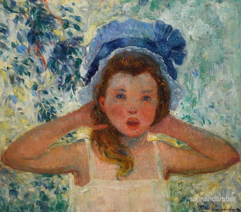 Reproduktion av målningen av konstnärens dotter med blå mössa - Ferdinand du Puigaudeau - Bild 2