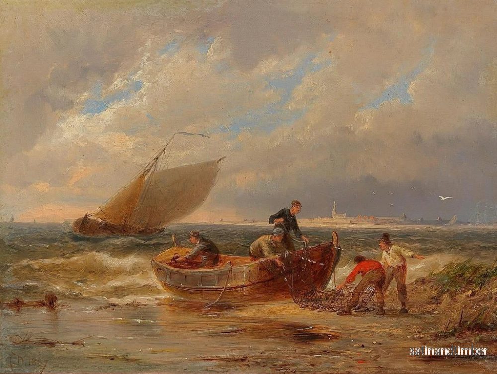 Reproduktion av målningen Fiskare som anländer - Pieter Cornelis Dommersen - Bild 2