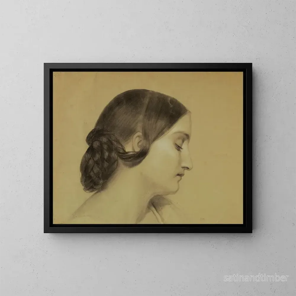 Reproduktion av målningen Profil d'une femme avec un chignon tressé - Daniel Huntington