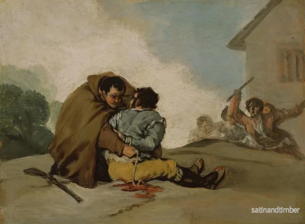 Reproduktion av målningen Le frère Pedro attache El Maragato avec une corde - Francisco de Goya - Bild 2