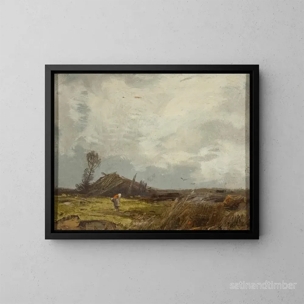 Reproduktion av målningen Landskapslandskap med en stuga - Roman Kazimierz Kochanowski