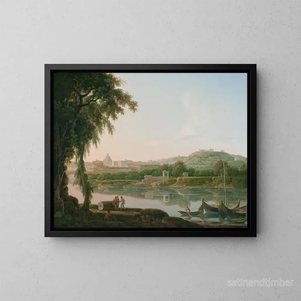 Reproduktion av målningen Vue lointaine de Rome à travers le Tibre - Jacob More