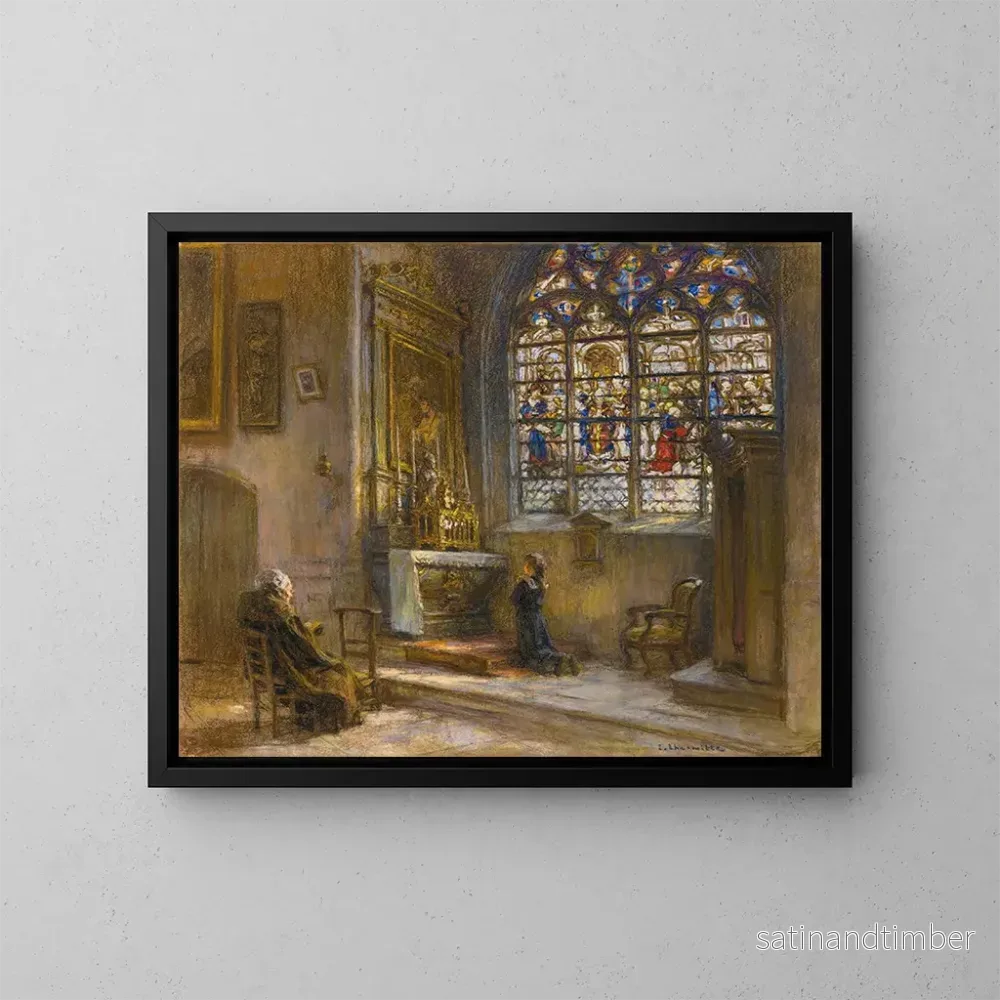 Reproduktion av målningen La Prire glider Saint-Bonnet - Léon Augustin Lhermitte