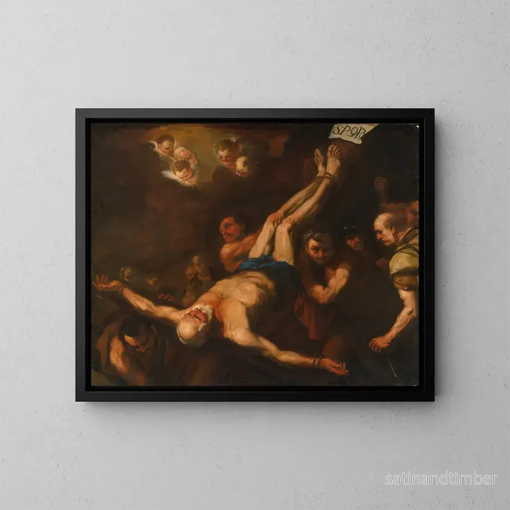Reproduktion av målningen av korsfästelsen av heliga Petrus - Luca Giordano