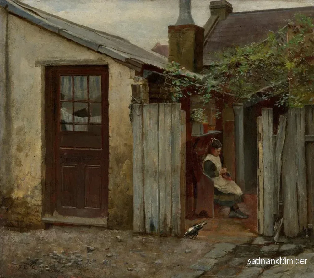 Reproduktion av målningen Flicka med en fågel vid bageriet på King Street - Frederick McCubbin - Bild 2