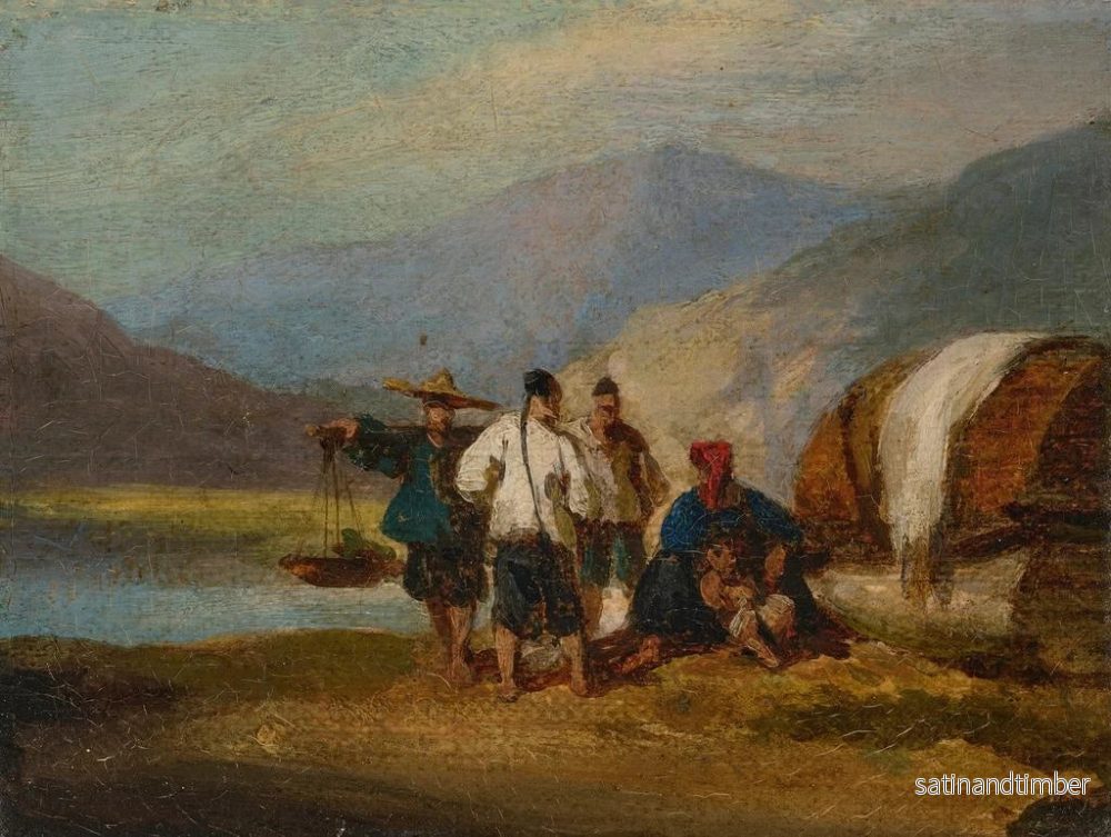 Reproduktion av målningen Bateaux Tanka och en säljare på Macao-kusten - George Chinnery - Bild 2