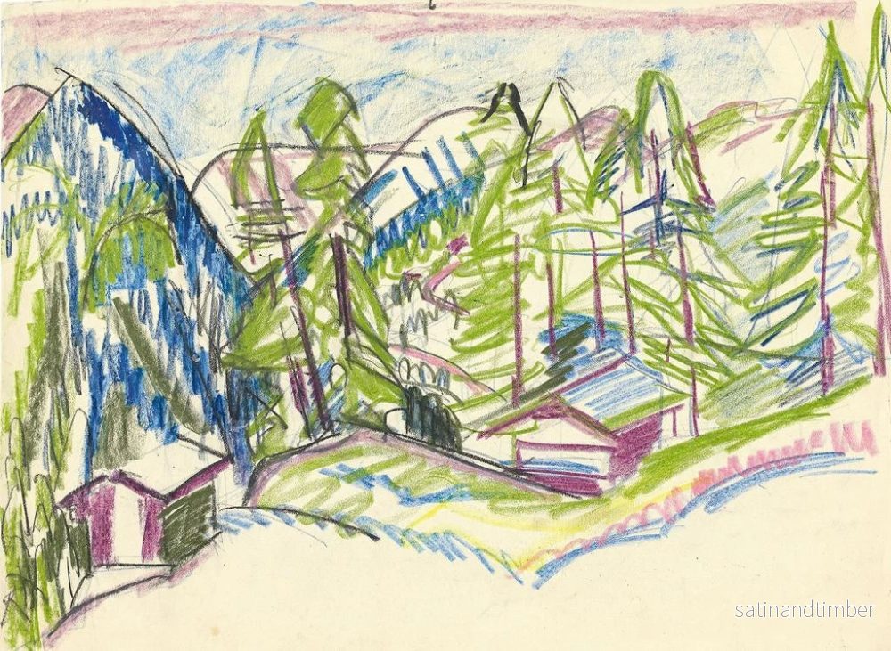 Reproduktion av målningen Landskapsmålning av Clavadel - Ernst Ludwig Kirchner - Bild 2