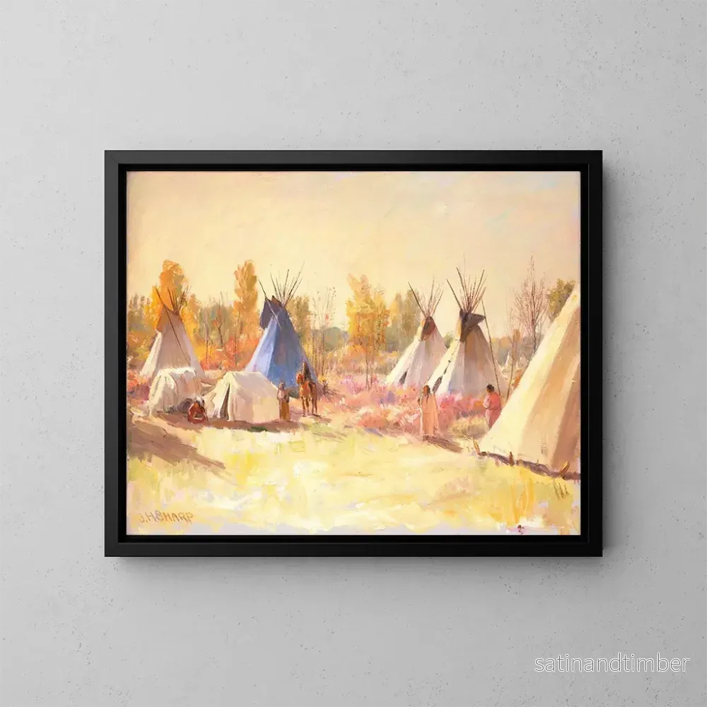 Reproduktion av målningen Le Tipi bleu - Joseph Henry Sharp
