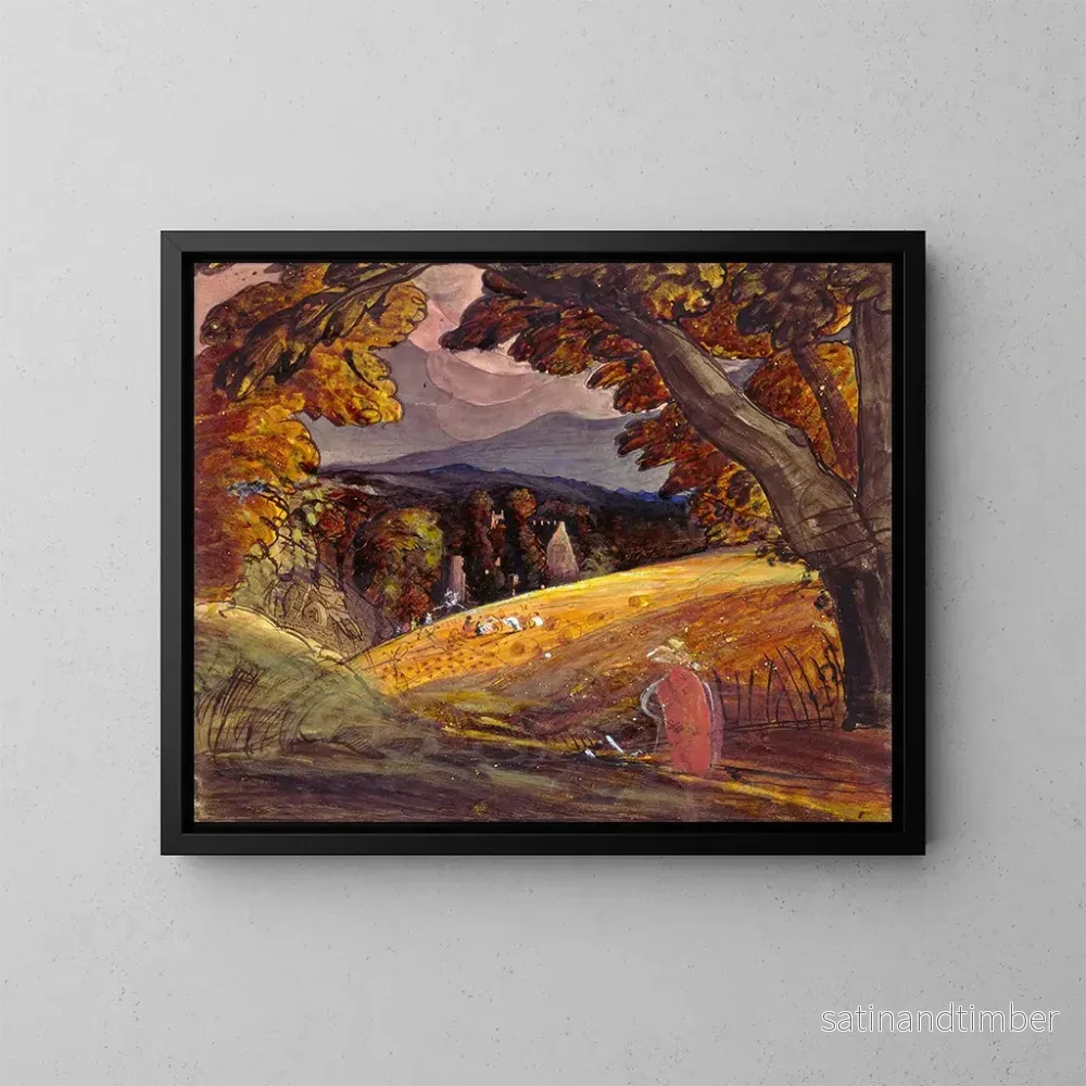Reproduktion av målningen Moissonneurs à la lumière du feu - Samuel Palmer