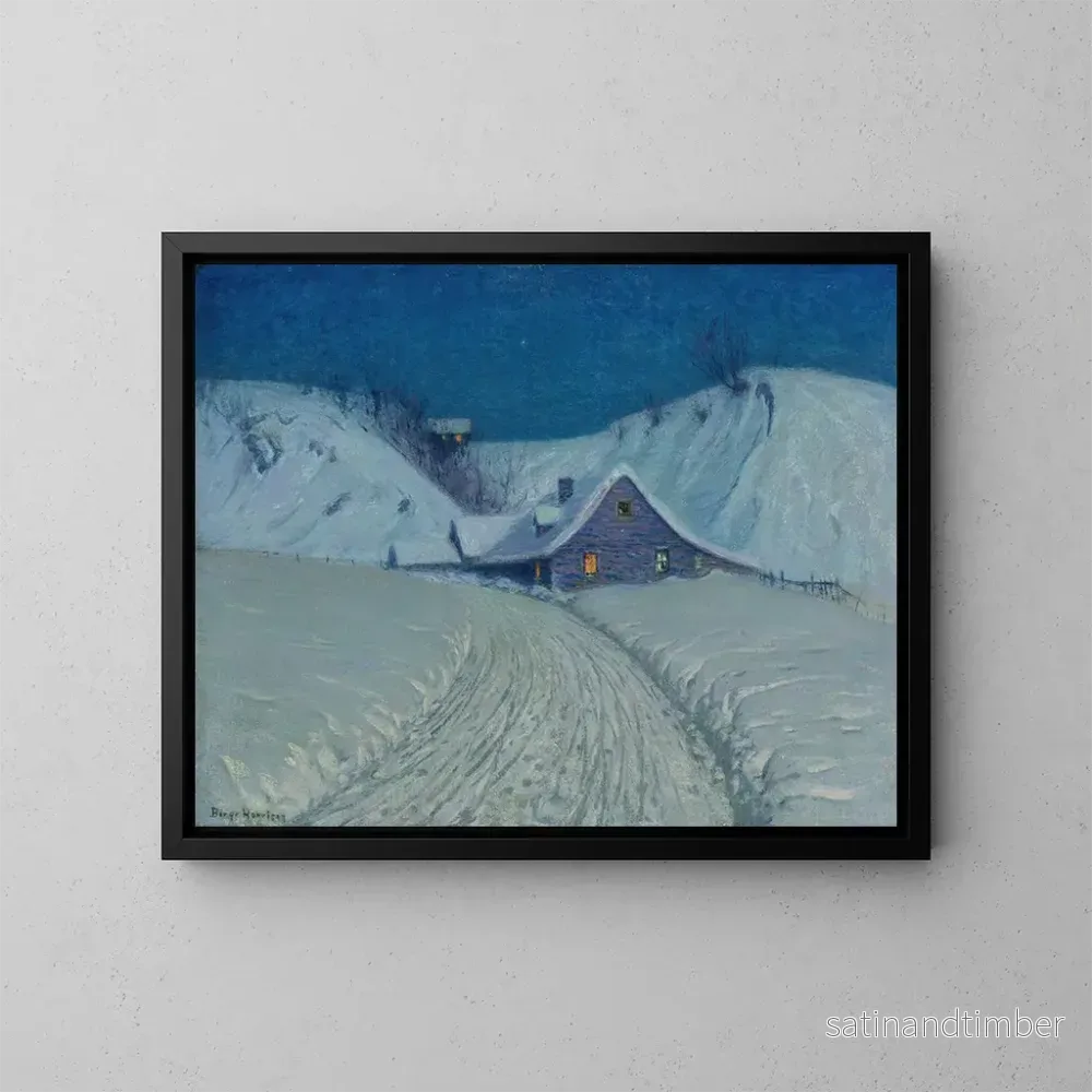Reproduktion av målningen Cabane d'hiver au virage - Birge Harrison