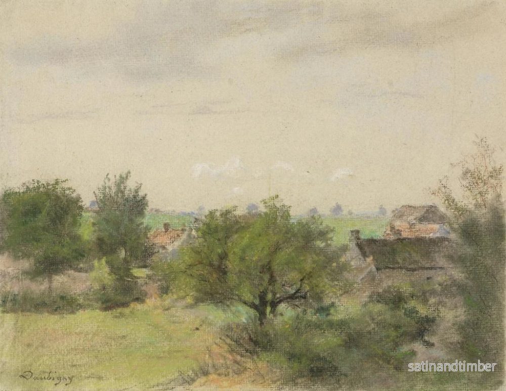 Reproduktion av målningen Landskap med hus mellan träd - Charles François Daubigny - Bild 2