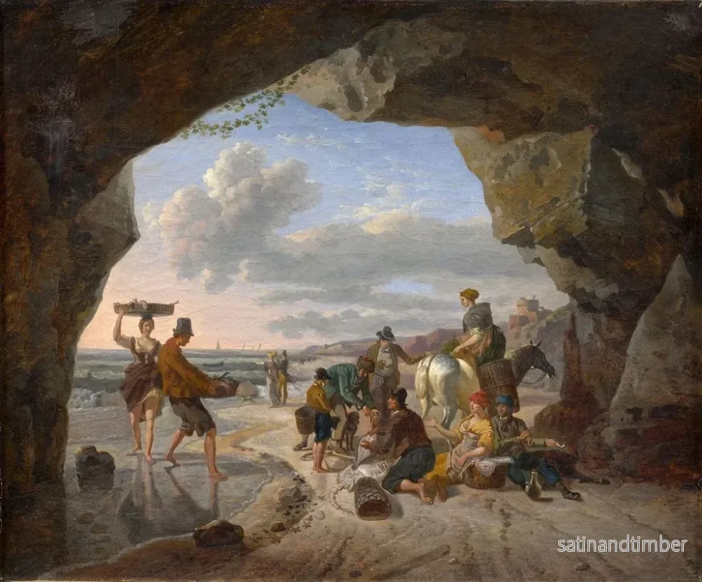 Reproduktion av målningen Återvändande från fiske - Jean-Louis Demarne - Bild 2