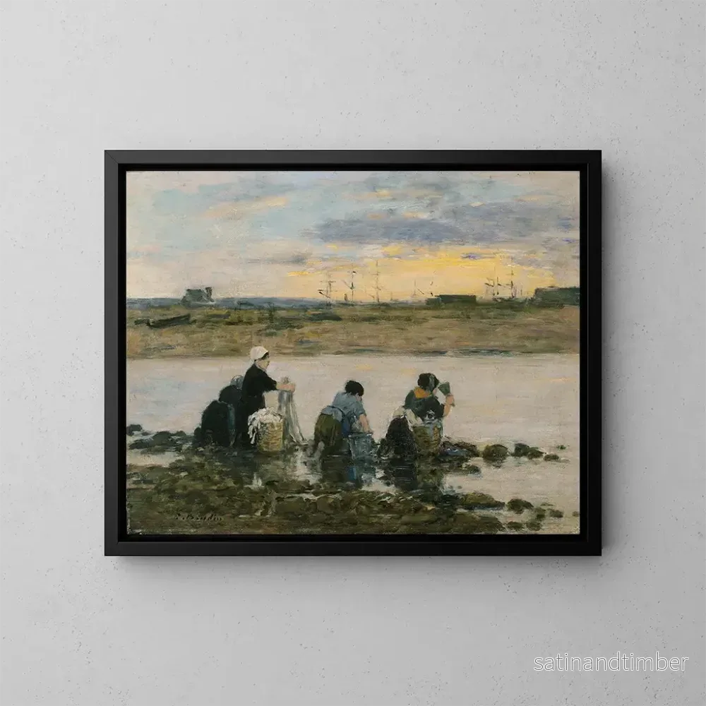 Reproduktion av målningen Laveuses vid flodkanten - Eugène Boudin