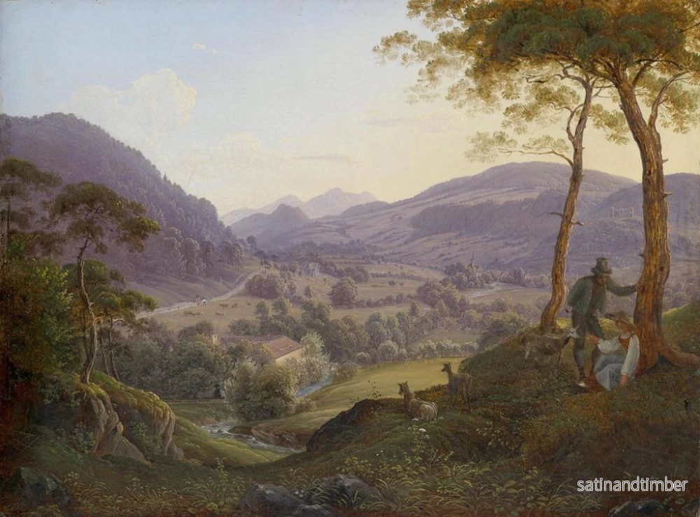 Reproduktion av målningen landskapsbild av berg nära Salzburg med ett ungt par - Franz Ludwig Catel - Bild 2