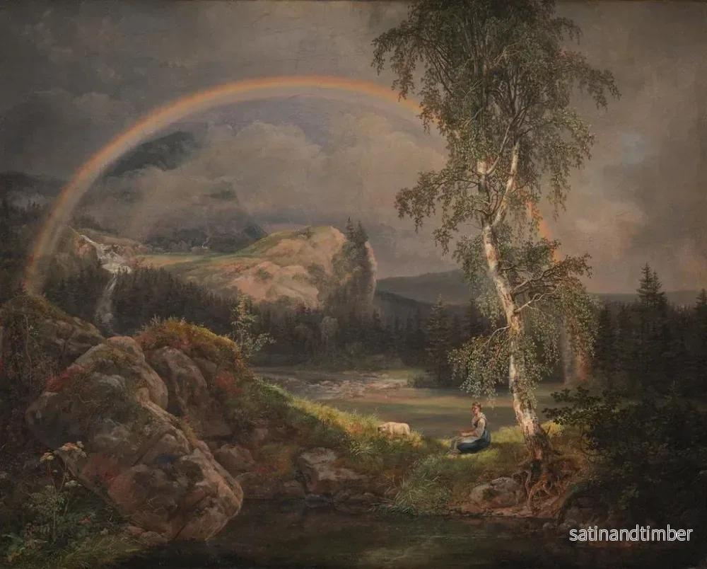 Reproduktion av målningen av norsk landskapslandskap med regnbåge - Johan Christian Dahl - Bild 2