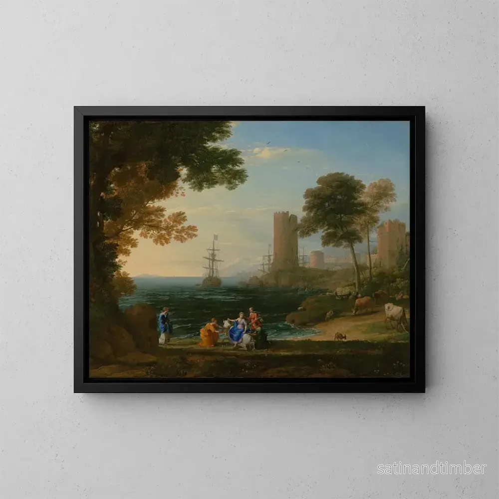 Reproduktion av målningen Vue côtière avec l'enlèvement d'Europe - Claude Lorrain