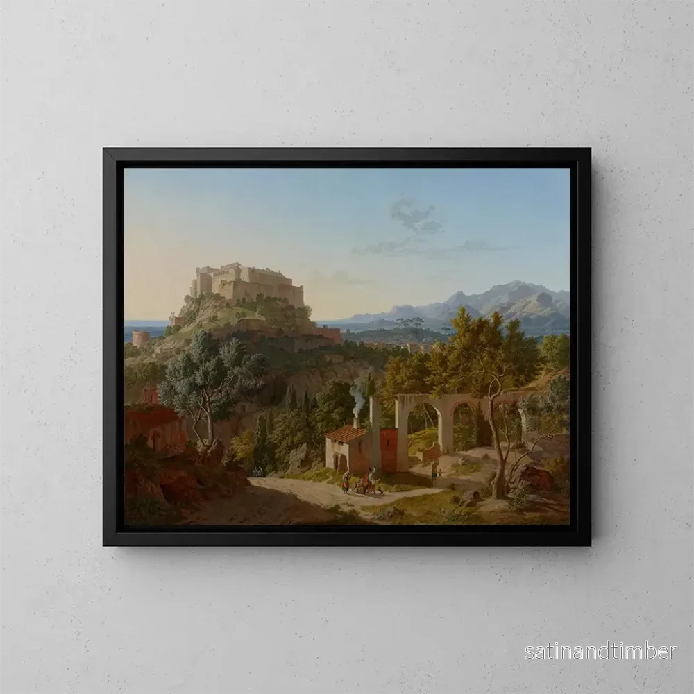 Reproduktion av målningen Landskap med slottet i Massa di Carrara – Leo von Klenze Reproduktion av målningen Landskap med slottet i Massa di Carrara – Leo von Klenze