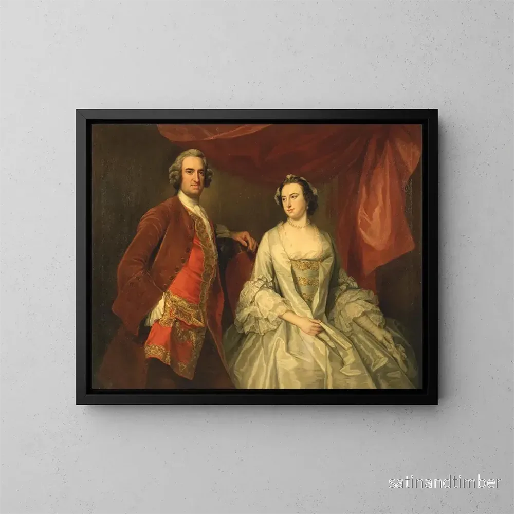 Reproduktion av målningen En man och en kvinna, troligen från den försvunna familjen i Little Park House, Wickham, Hampshire – George Knapton Reproduktion av målningen En man och en kvinna, troligen från den försvunna familjen i Little Park House, Wickham, Hampshire – George Knapton