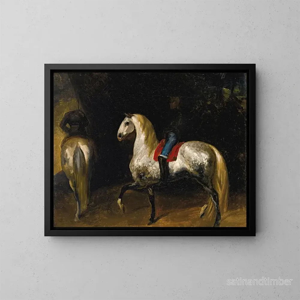 Reproduktion av målningen av grå hästar med fläckar - Théodore Géricault
