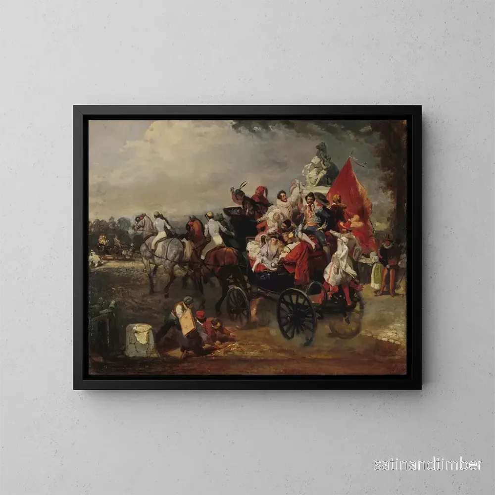 Reproduktion av målningen Scène de carnaval place de la Concorde - Eugène Lami