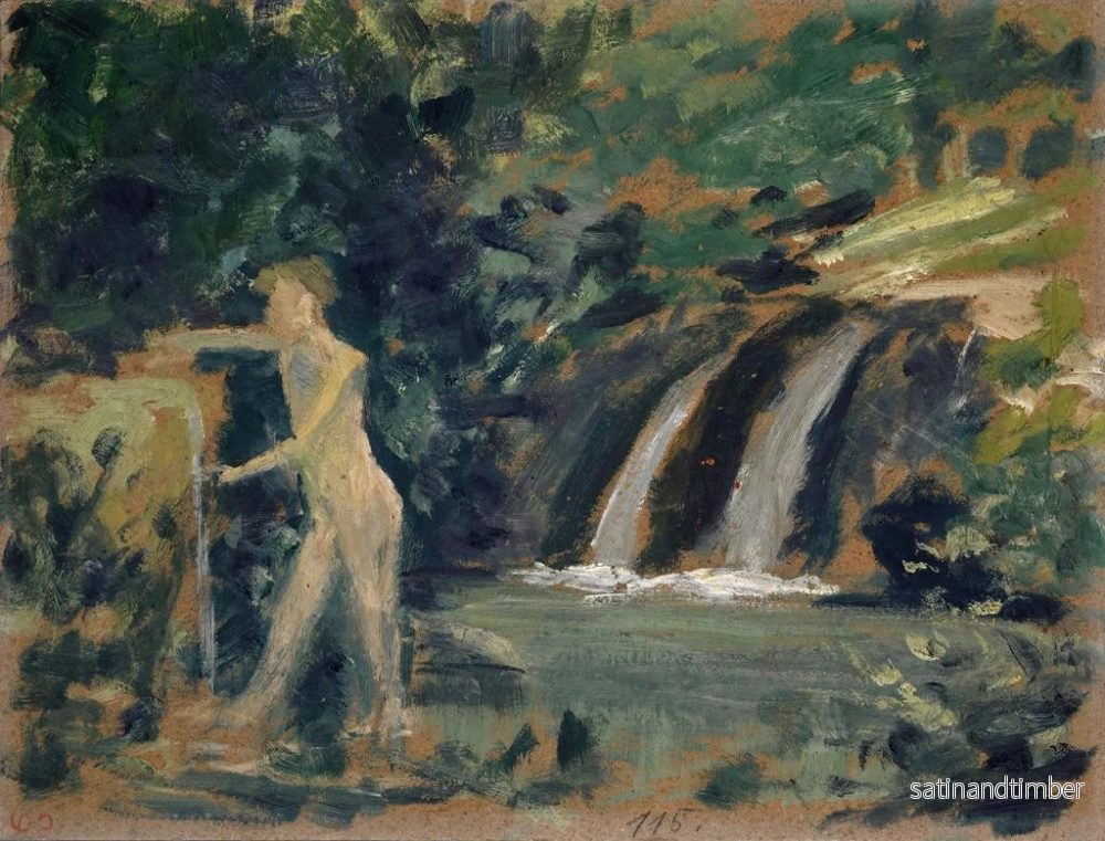 Reproduktion av målningen av en pojke som badar i en flod i skogen - Ernst Schiess - Bild 2