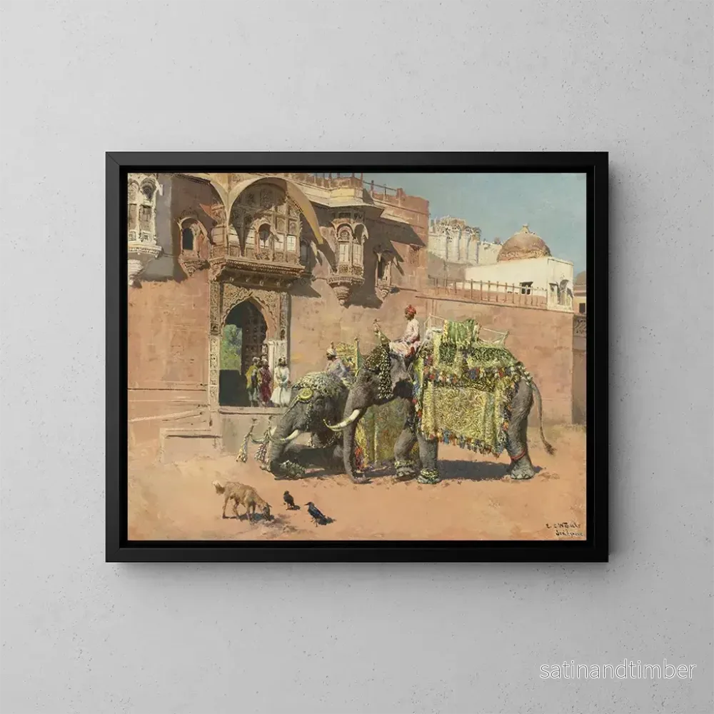 Reproduktion av målningen Les éléphants du Rajah de Jodhpur - Edwin Lord Weeks
