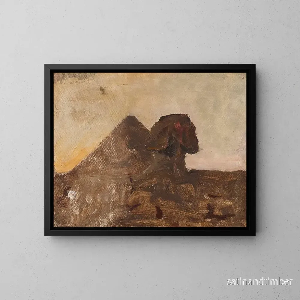 Reproduktion av målningen Kväll i öknen, Sphinx och pyramid, från resan till Egypten – Jan Cybis Reproduktion av målningen Kväll i öknen, Sphinx och pyramid, från resan till Egypten – Jan Cybis