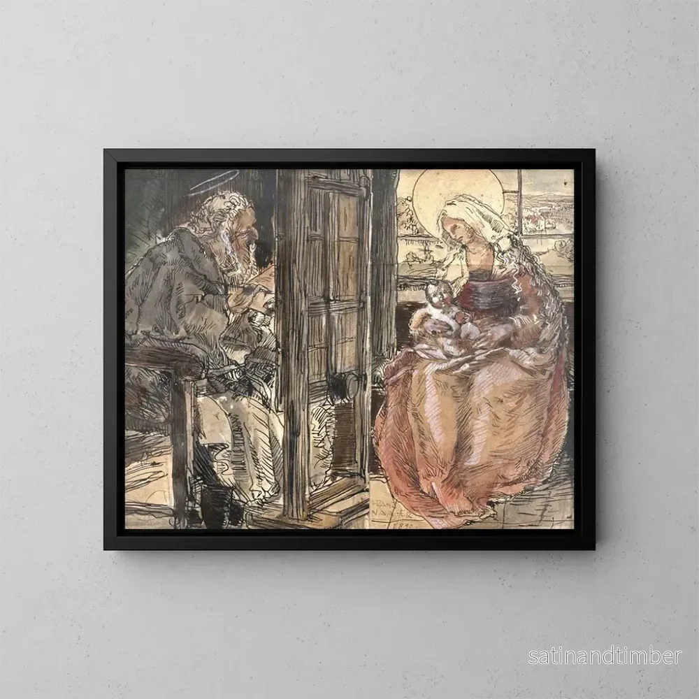 Reproduktion av målningen av Saint Luc som målar Jungfru Marias barn - Franz Naager