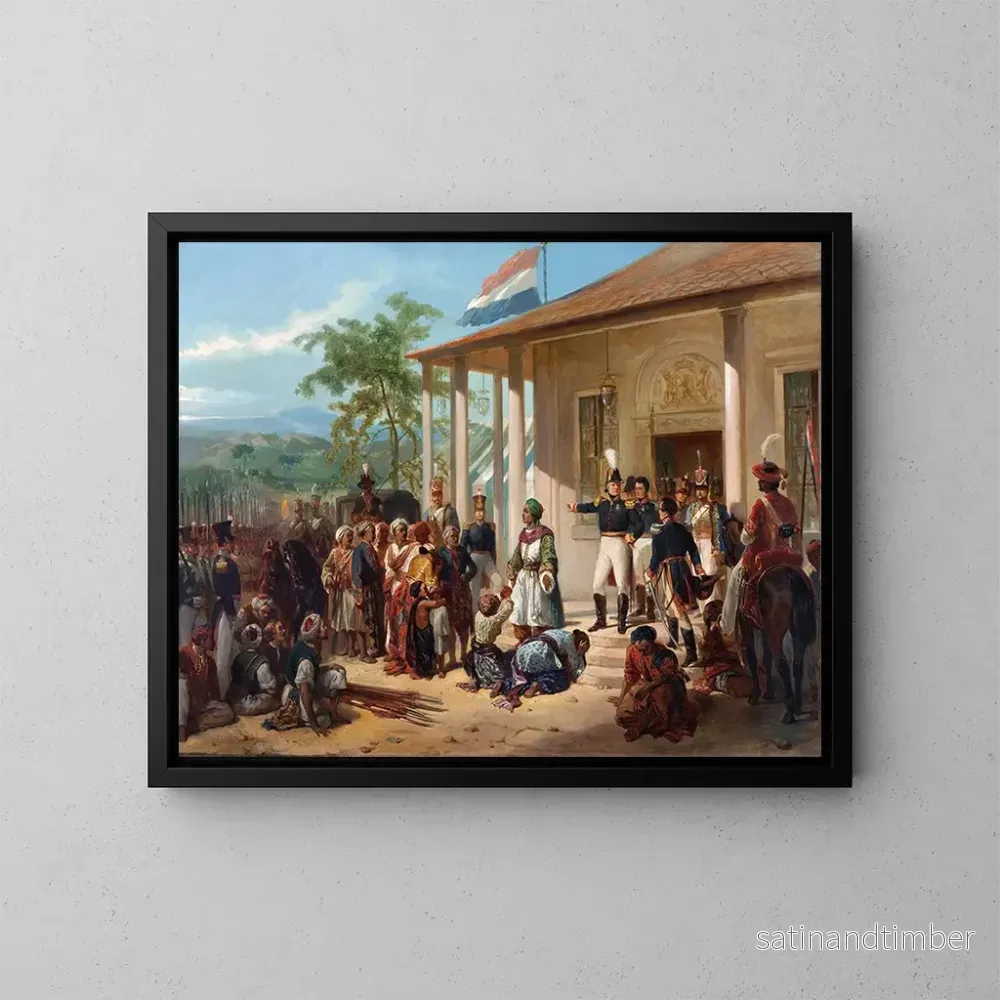 Reproduktion av målningen Låt: "L" arresteringen av Diponegoro av generalmajor Baron De Kock - Nicolaas Pieneman